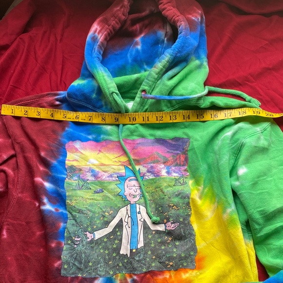 Multicolor Tie-Dye Exit Hoodie with Cartoon Graphic size medium - Picture 2 of 6
